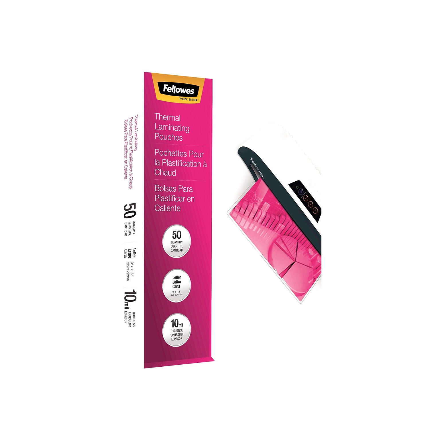 Fellowes Thermal Laminating Pouches, Letter Size, 10 Mil, 50/Pack (52042)