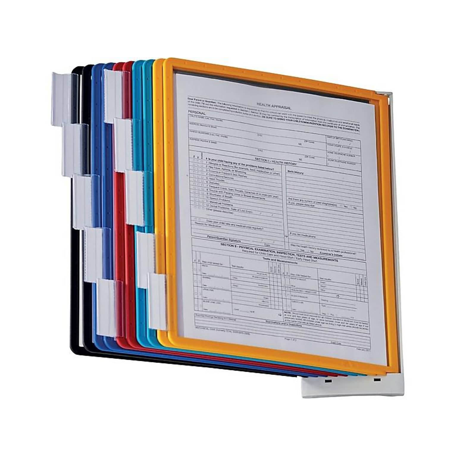 Durable Sherpa Document Holder, 8.5 x 11, Vertical, Wall Mounted,  Multicolor Plastic (554100)