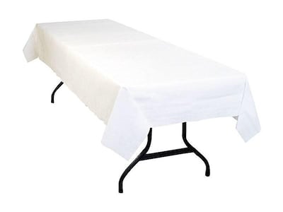 Table Mate Poly/Tissue 108W x 54D Solid Table Cover White 6/Pack (TBL-PT549-WH)