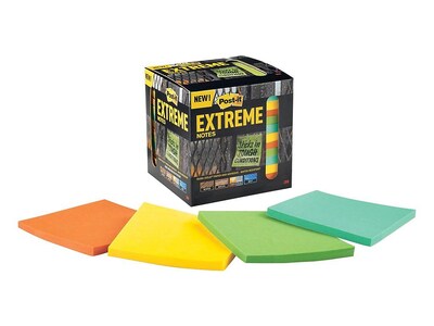 Post-it® Extreme Notes, 3 x 3, Orange, Green, Mint, Yellow, 12 Pads/Pack (EXTRM33-12TRYX)