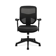 HON Prominent Mesh High-Back Task Chair, Adjustable Arms, Black SofThread Leather Seat (BSXVL531SB11
