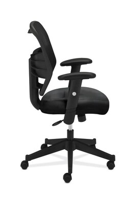 HON Prominent Mesh High-Back Task Chair, Adjustable Arms, Black SofThread Leather Seat (BSXVL531SB11)