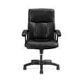 HON SofThread Leather High-Back Executive Chair, Center-Tilt, Fixed Arms, Black (BSXVL151SB11)