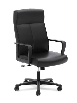 HON Validate High-Back Executive Chair, Center-Tilt, Fixed Arms, Black SofThread Leather (BSXVL604SB11)