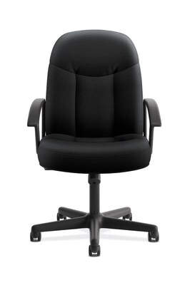 HON High-Back Executive Chair, Center-Tilt, Fixed Arms, Black Fabric (BSXVL601VA10)