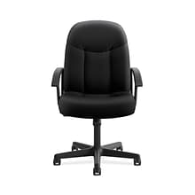 HON High-Back Executive Chair, Center-Tilt, Fixed Arms, Black Fabric (BSXVL601VA10)