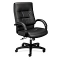 HON Client SofThread Leather Executive High-Back Chair, Center-Tilt, Fixed Arms, Black (BSXVL691SB11)