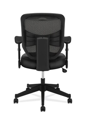 HON Prominent Mesh High-Back Task Chair, Adjustable Arms, Black SofThread Leather Seat (BSXVL531SB11)