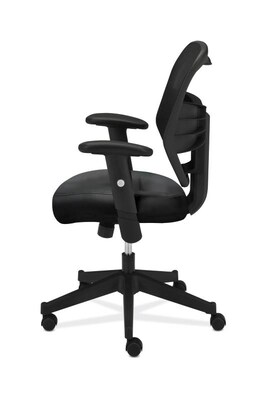 HON Prominent Mesh High-Back Task Chair, Adjustable Arms, Black SofThread Leather Seat (BSXVL531SB11)