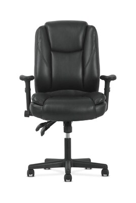 Sadie High-Back Task Chair, Height Adjustable Arms, Height Adjustable Back, Black Leather (BSXVST331)