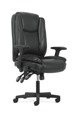 Sadie High-Back Task Chair, Height Adjustable Arms, Height Adjustable Back, Black Leather (BSXVST331