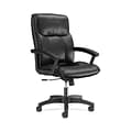 HON SofThread Leather High-Back Executive Chair, Center-Tilt, Fixed Arms, Black (BSXVL151SB11)