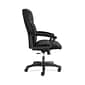 HON SofThread Leather High-Back Executive Chair, Center-Tilt, Fixed Arms, Black (BSXVL151SB11)