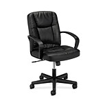 HON SofThread Leather Mid-Back Executive Chair, Center-Tilt, Fixed Arms, Black (BSXVL171SB11)