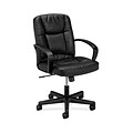HON SofThread Leather Mid-Back Executive Chair, Center-Tilt, Fixed Arms, Black (BSXVL171SB11)