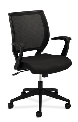 HON Mesh Mid-Back Task Chair, Center-Tilt, Fixed Arms, Black Fabric (BSXVL521VA10)