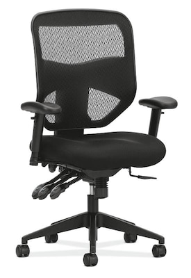 HON Prominent Mesh High-Back Task Chair, Asynchronous Control, Seat Glide, 2-Way Arms, Black Mesh (B