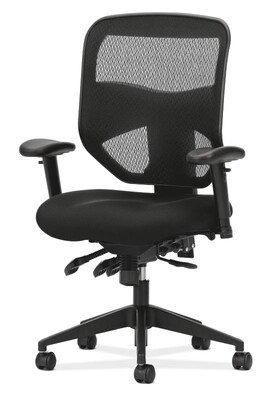 HON Prominent Mesh High-Back Task Chair, Asynchronous Control, Seat Glide, 2-Way Arms, Black Mesh (B