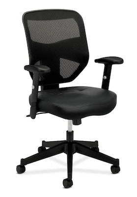 HON Prominent Mesh High-Back Task Chair, Adjustable Arms, Black SofThread Leather Seat (BSXVL531SB11