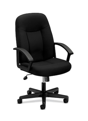 HON High-Back Executive Chair, Center-Tilt, Fixed Arms, Black Fabric (BSXVL601VA10)