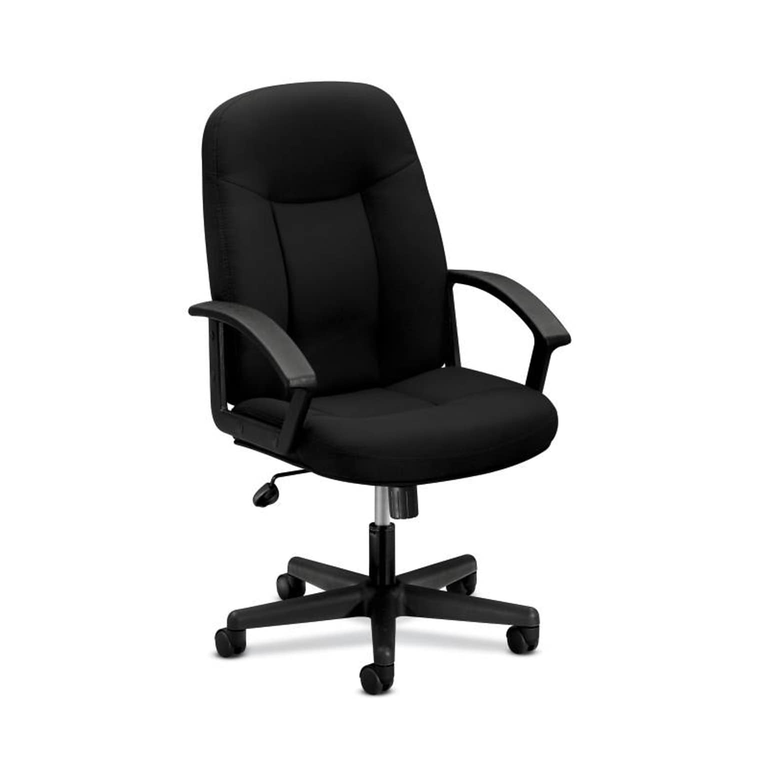 HON High-Back Executive Chair, Center-Tilt, Fixed Arms, Black Fabric (BSXVL601VA10)