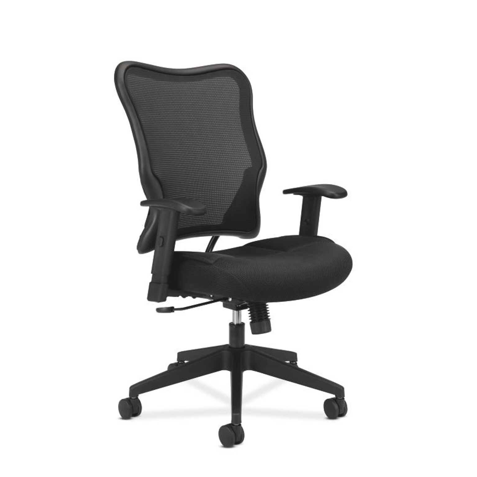 HON Wave Mesh High-Back Task Chair, Synchro-Tilt, Adjustable Arms, Black Sandwich Mesh Seat (BSXVL702MM10)