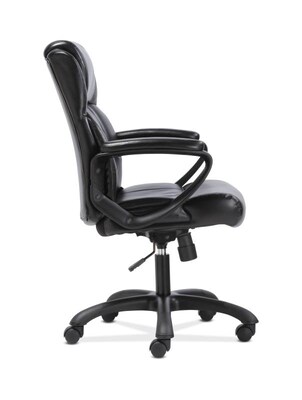 Sadie Mid-Back Executive Chair, Fixed Padded Arms, Black Leather (BSXVST305)