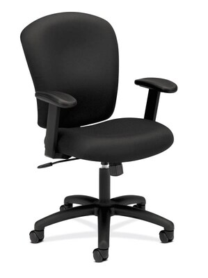 HON Mid-Back Task Chair, Center-Tilt, Adjustable Arms, Black Fabric (BSXVL220VA10)