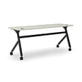 HON Multi-Purpose Table, Flip Base, 72W, Light Gray Laminate, Black (BSXBMPT7224PQ)
