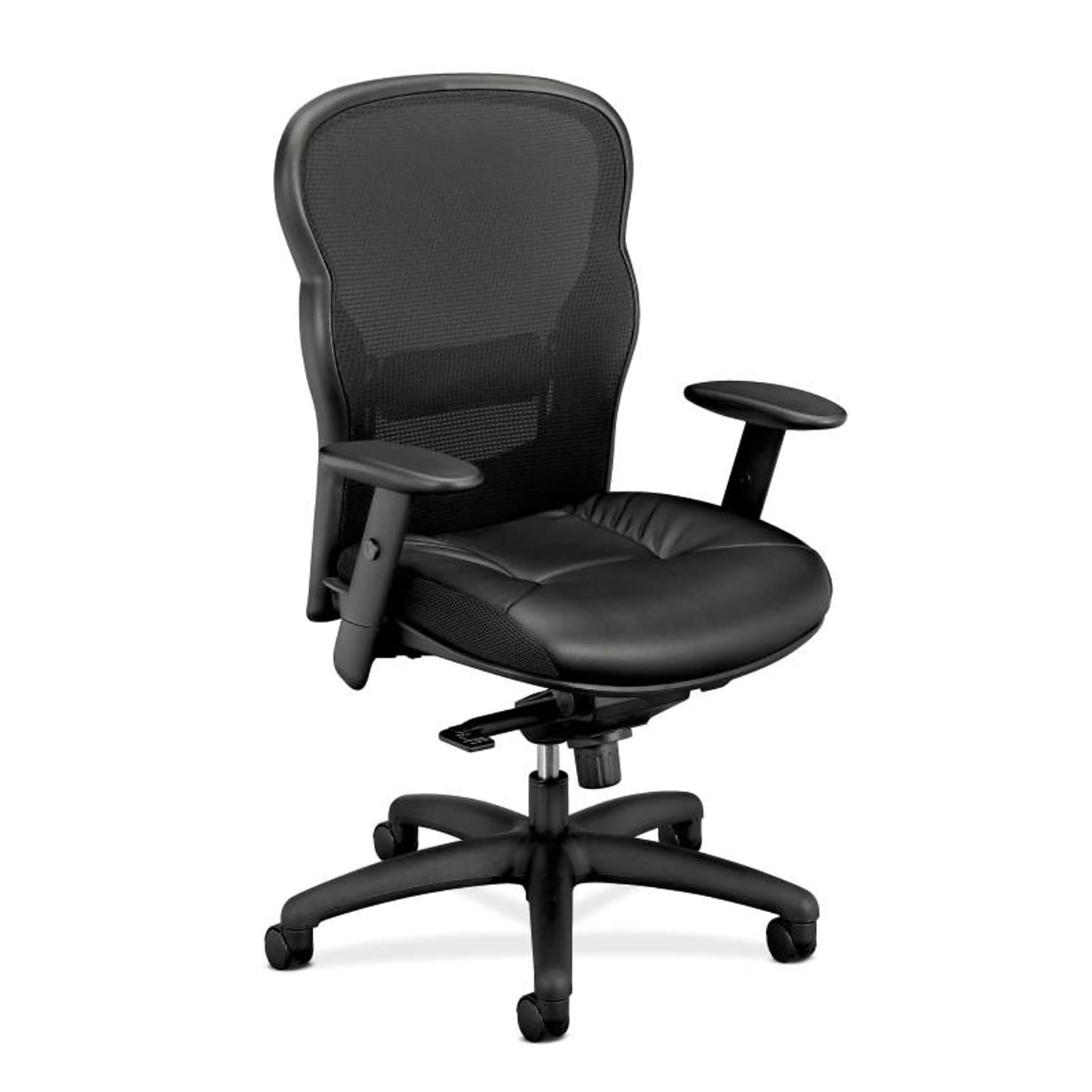 HON Wave Mesh High-Back Task Chair, Adjustable Arms, SofThread Leather Seat (BSXVL701SB11)