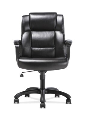 Sadie Mid-Back Executive Chair, Fixed Padded Arms, Black Leather (BSXVST305)