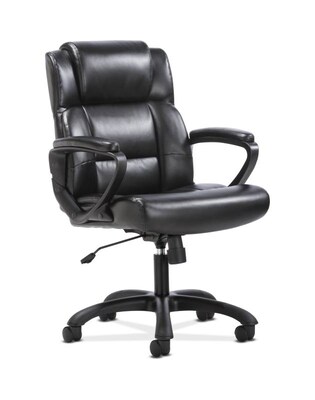 Sadie Mid-Back Executive Chair, Fixed Padded Arms, Black Leather (BSXVST305)