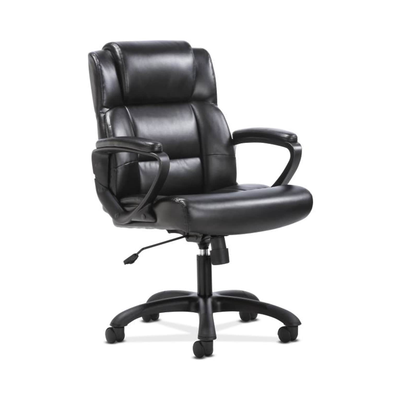 Sadie Mid-Back Executive Chair, Fixed Padded Arms, Black Leather (BSXVST305)