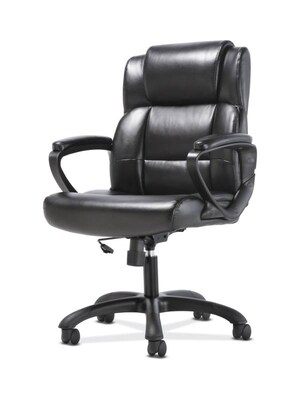 Sadie Mid-Back Executive Chair, Fixed Padded Arms, Black Leather (BSXVST305)