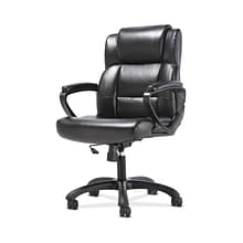 Sadie Mid-Back Executive Chair, Fixed Padded Arms, Black Leather (BSXVST305)