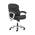 Sadie Mid-Back Executive Chair, Padded Arms, Black Leather, Silver Accents (BSXVST306)