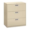 HON Brigade 600 Series 3 File Drawers Lateral File Cabinet, Putty/Beige, Letter/Legal, 36W (HON683L
