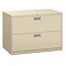 HON Brigade 600 Series Lateral File, 2 Drawers, Aluminum Pull, 42W, Putty Finish,