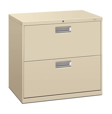 HON Brigade 600 Series 2 Drawer Lateral File Cabinet, Letter, Putty, 30W (672L-L),