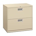 HON Brigade 600 Series 2 Drawer Lateral File Cabinet, Letter, Putty, 30W (672L-L),