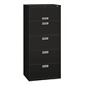 HON Brigade 600 Series 5 Drawer Lateral File Cabinet, Letter, Black, 30W (675L-P),