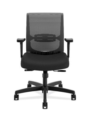 HON Convergence Fabric/Mesh Petite Task Chair, Adjustable Arms, Black (HONCMY1AACCF102)