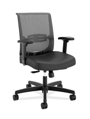 HON Convergence Vinyl Task Chair with Seat Slide, Adjustable Arms, Black (HONCMY1AUR1E)