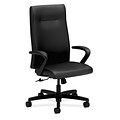 HON Ignition Executive High-Back Chair, Center-Tilt, Fixed Arms, Black Leather