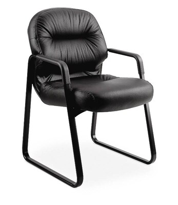 HON Pillow-Soft Leather Guest Chair, Black (HON2093SR11T)