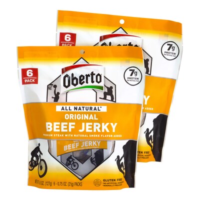 Oberto All Natural Beef Jerky, 6 Count, 2 Pack (220-00931)