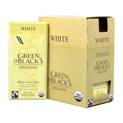 GREEN & BLACKS Organic White Chocolate with Vanilla 30% Cacao, 3.5 oz, 10 Count (304-00101)