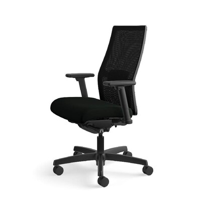 HON Ignition 2.0 Mesh/Vinyl Mid-Back Task Chair, Adjustable Arms, Black (HON12M2AMLU10TK)
