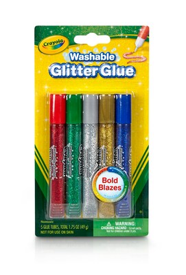 Crayola Glitter WashableRemovable Craft Glue, 0.35 oz., Gold, 6/Pack (36305-PK6)