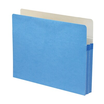 Smead 10% Recycled Reinforced File Pocket, 1 3/4 Expansion, Letter Size, Blue, 25/Box (73215BX)